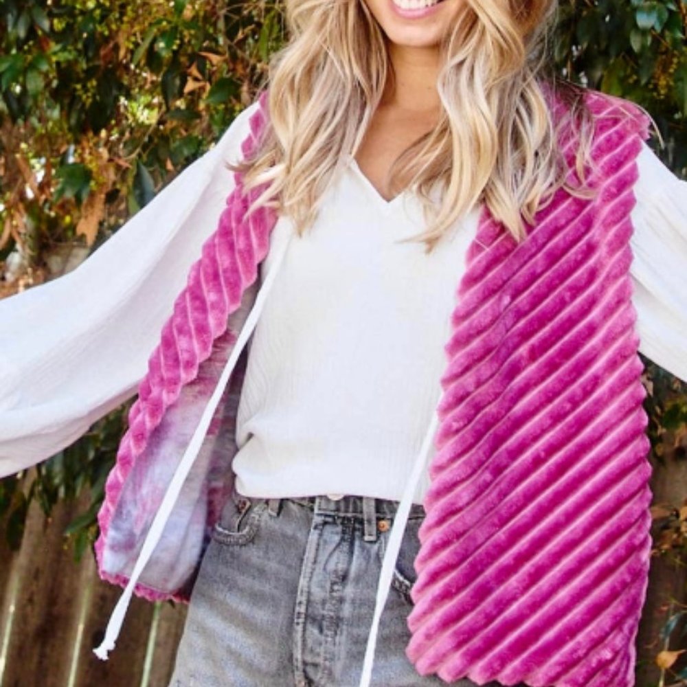 Hot Pink Faux Fur Vest - Reversible